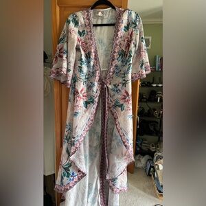Floral Kimono with Tie Front